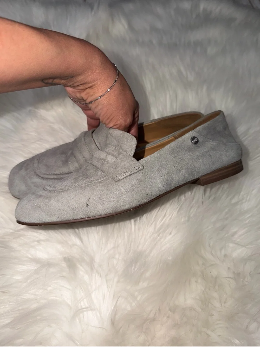 UGG Janaya Suede Leather Loafers Flats Shoes Cobble Gray Size US 7
